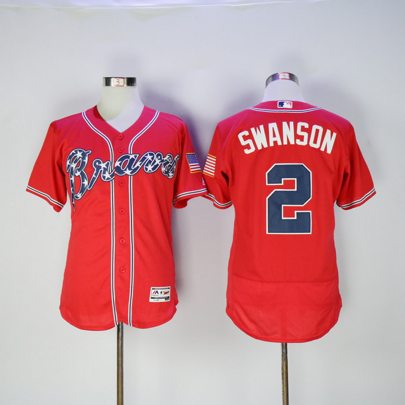 2017 MLB FLEXBASE Atlanta Braves  #2 Swanson red jerseys2->atlanta braves->MLB Jersey